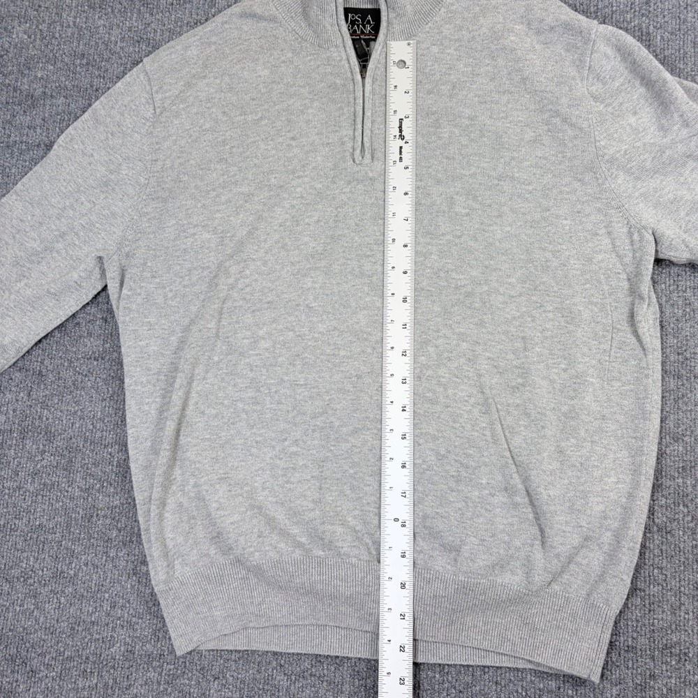 Jos. A. Bank Signature Collection Mens L Gray Pima Cotton Quarter Zip Sweater - Picture 8 of 13